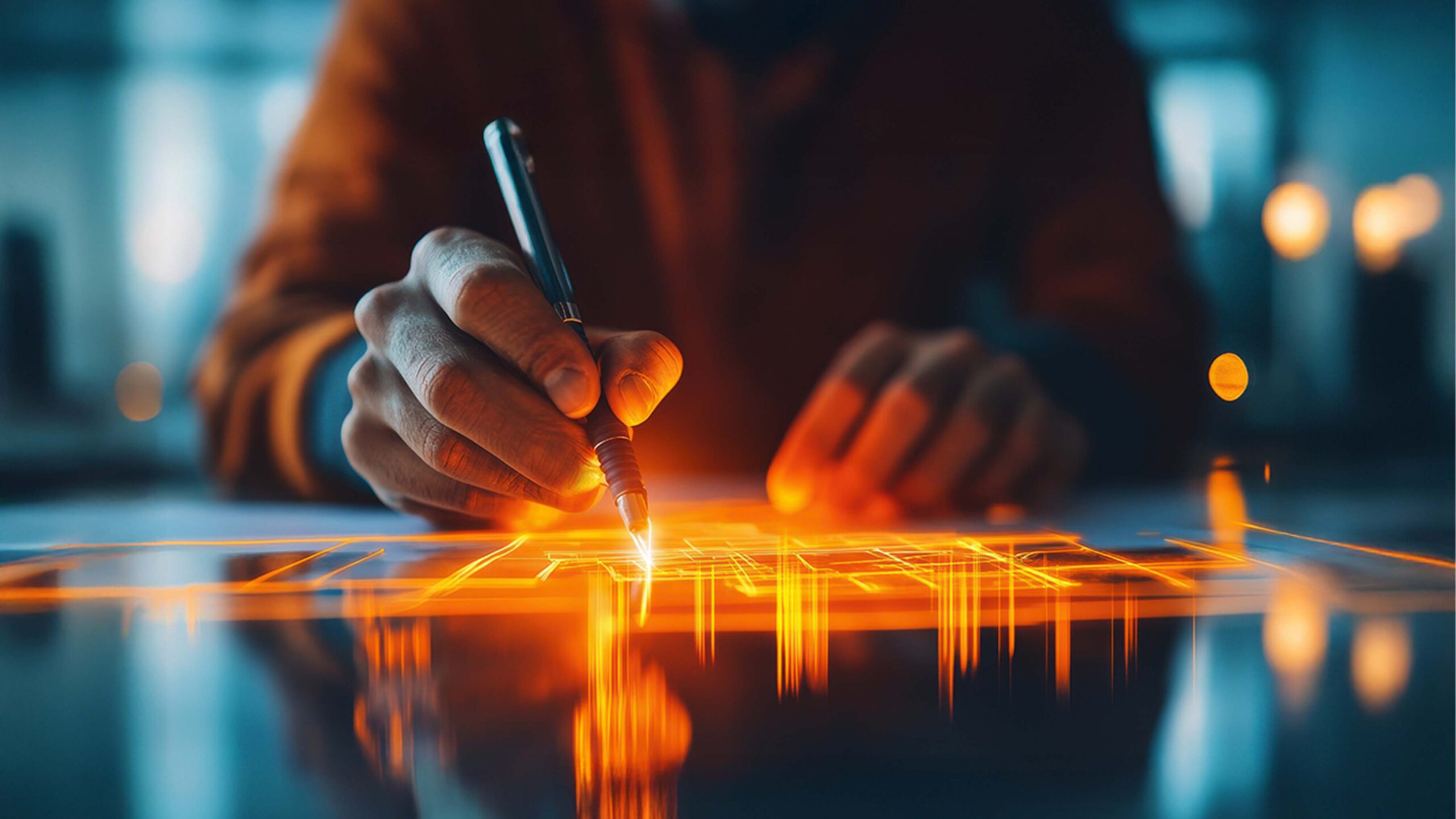 Creative concept development with illuminated planning sketch and strategic ideation