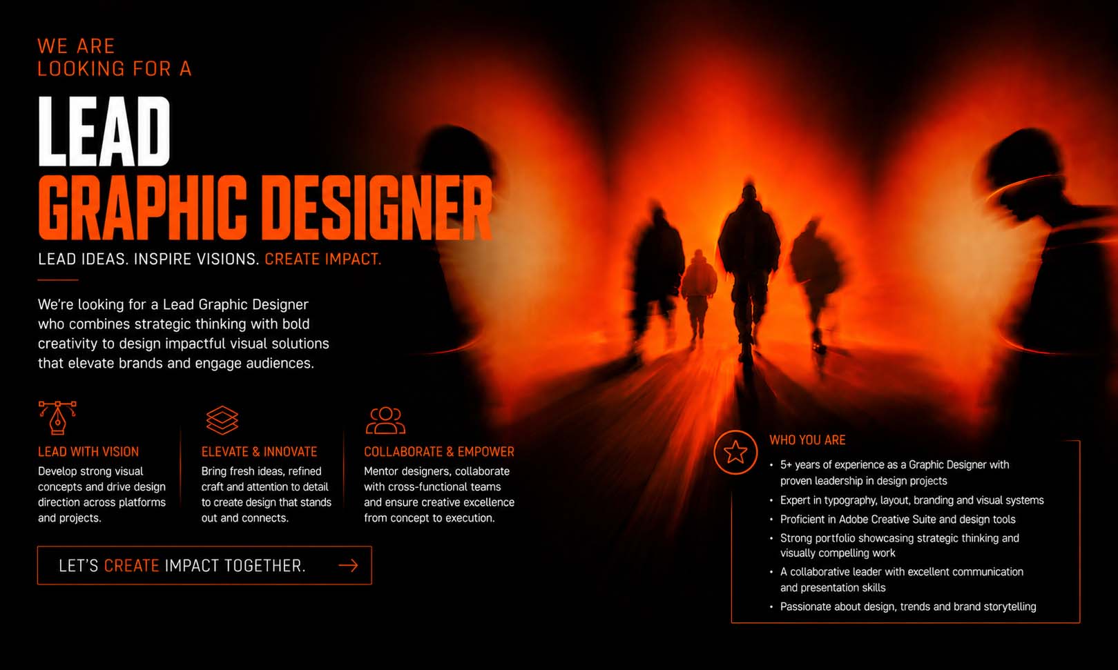 CREA8 Lead Graphic Designer career opportunity in UAE specializing in branding, visual identity, creative direction and design leadership.