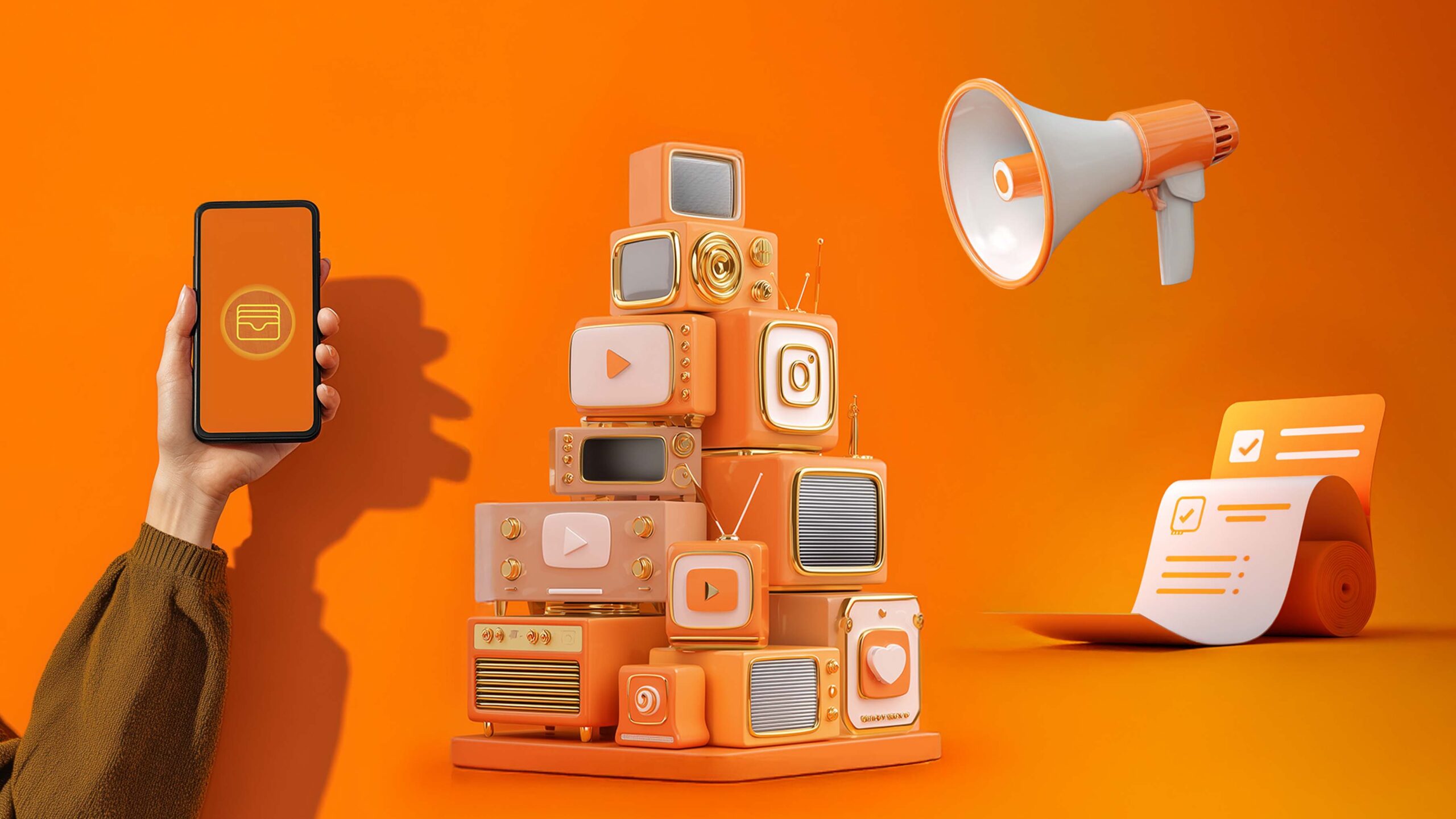 Paid media campaign service with digital ads, megaphone and social media channels