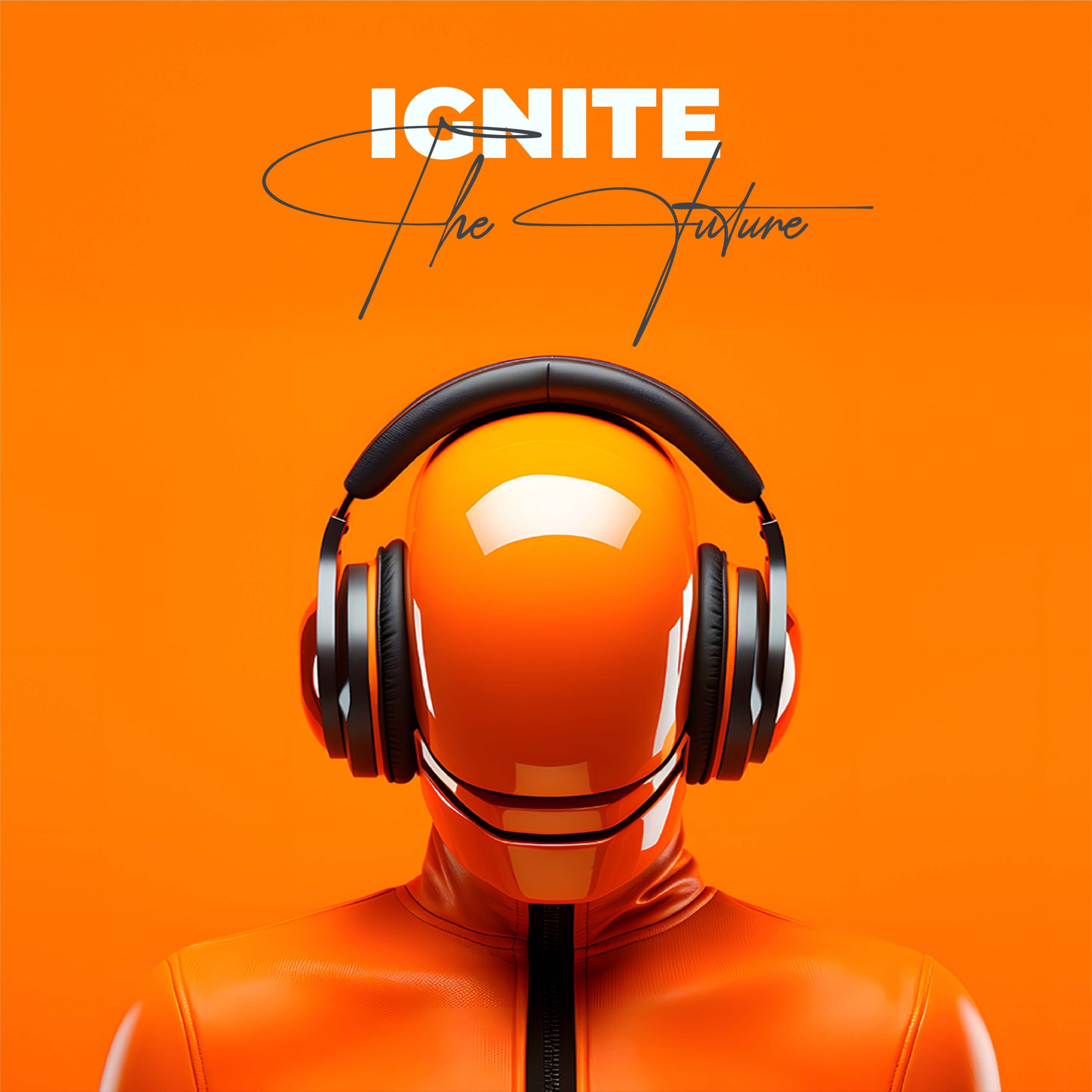 CREA8 social media post with orange figure and message Ignite the Future