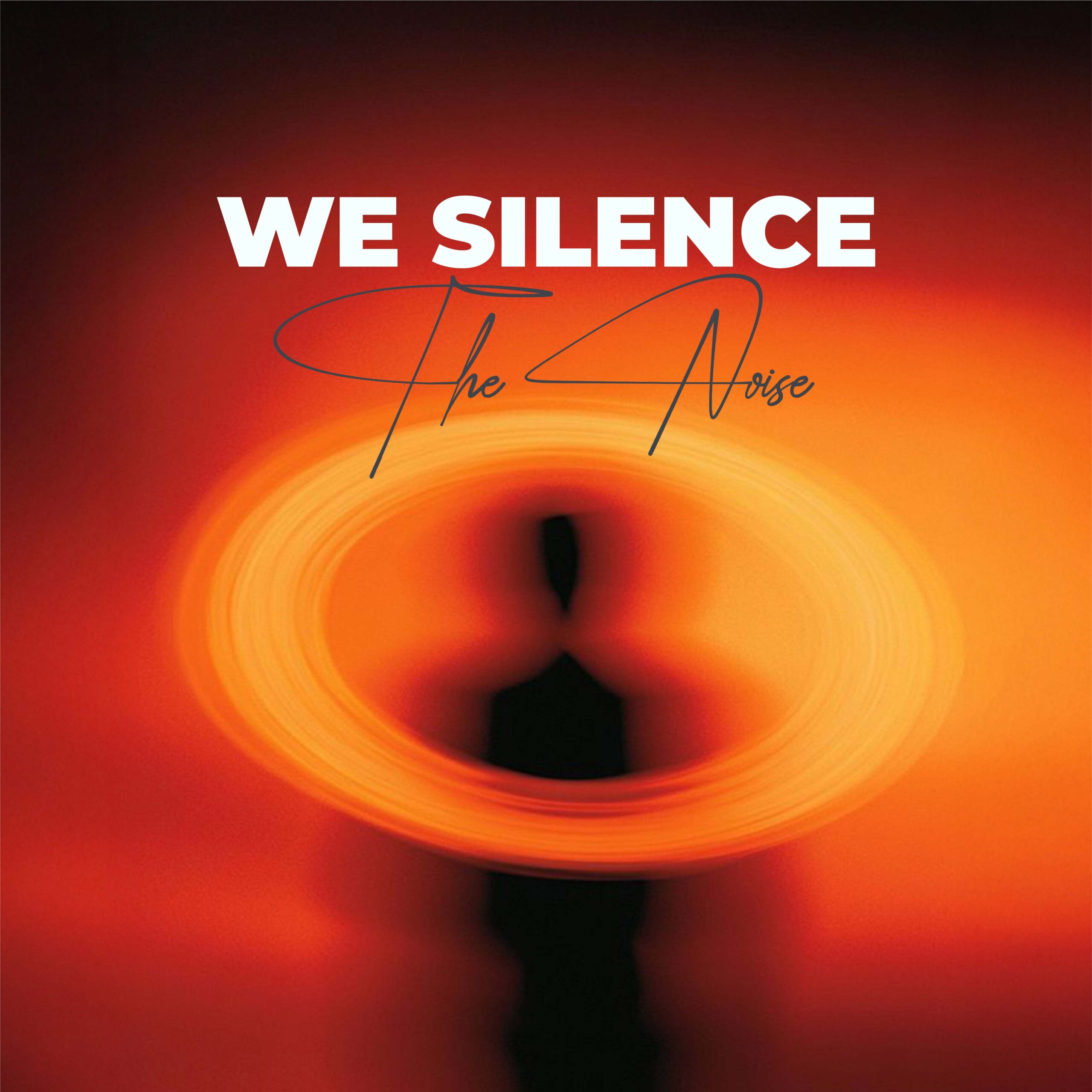CREA8 social media post with orange motion blur and message We Silence the Noise