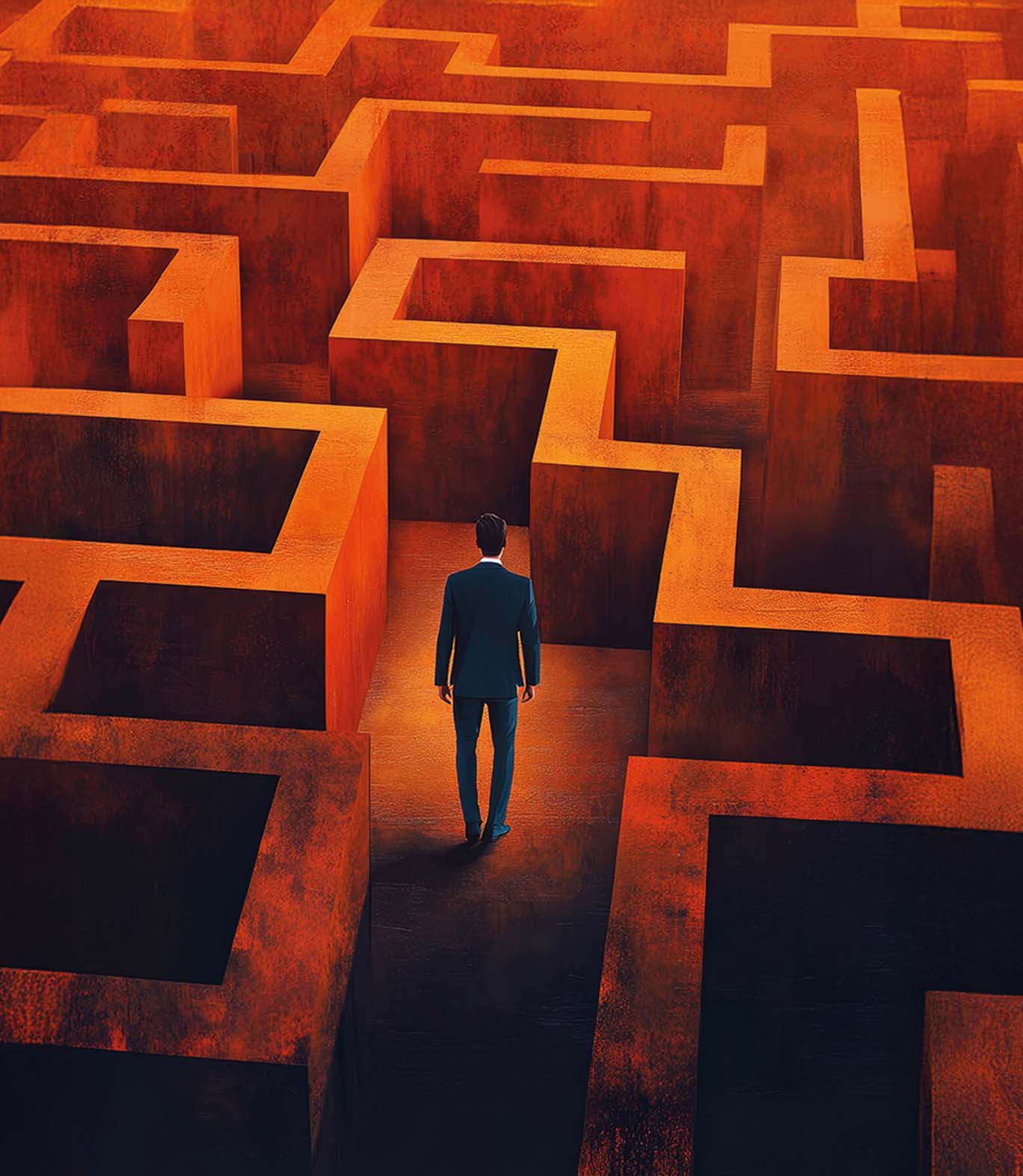 Business professional navigating challenges and opportunities through strategic thinking, creativity and expert guidance.